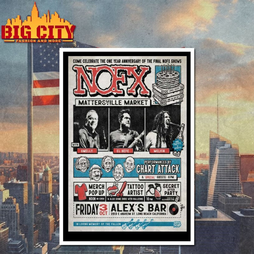 NOFX October 3 2025 Alex’s Bar In St Long Beach CA Poster Shirt