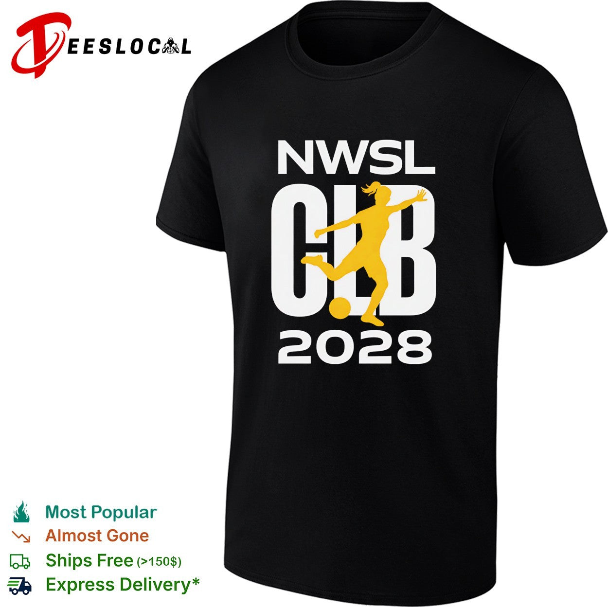 NWSL club 2028 women’s soccer player silhouette shirt
