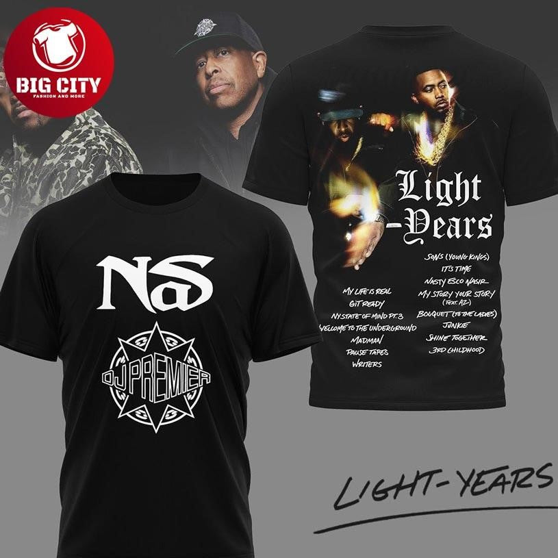 Nas And DJ Premier Light Years 2025 Album Two Sided Shirt