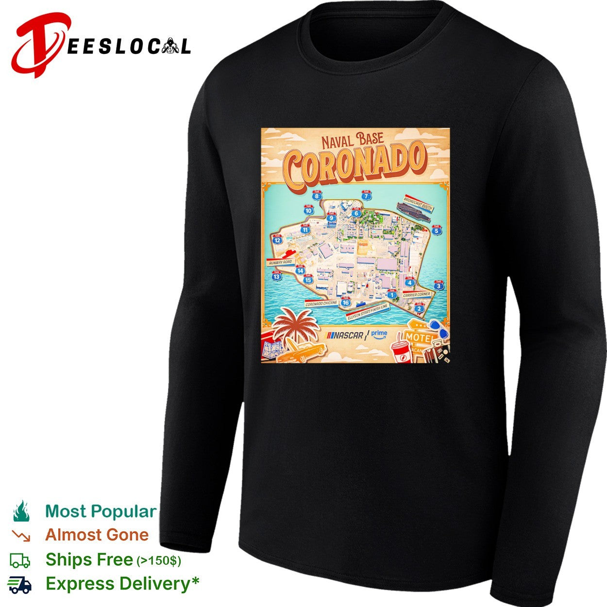 Naval Base Coronado NASCAR Prime Ellyson Start Finish Line Broadcast Booth shirt