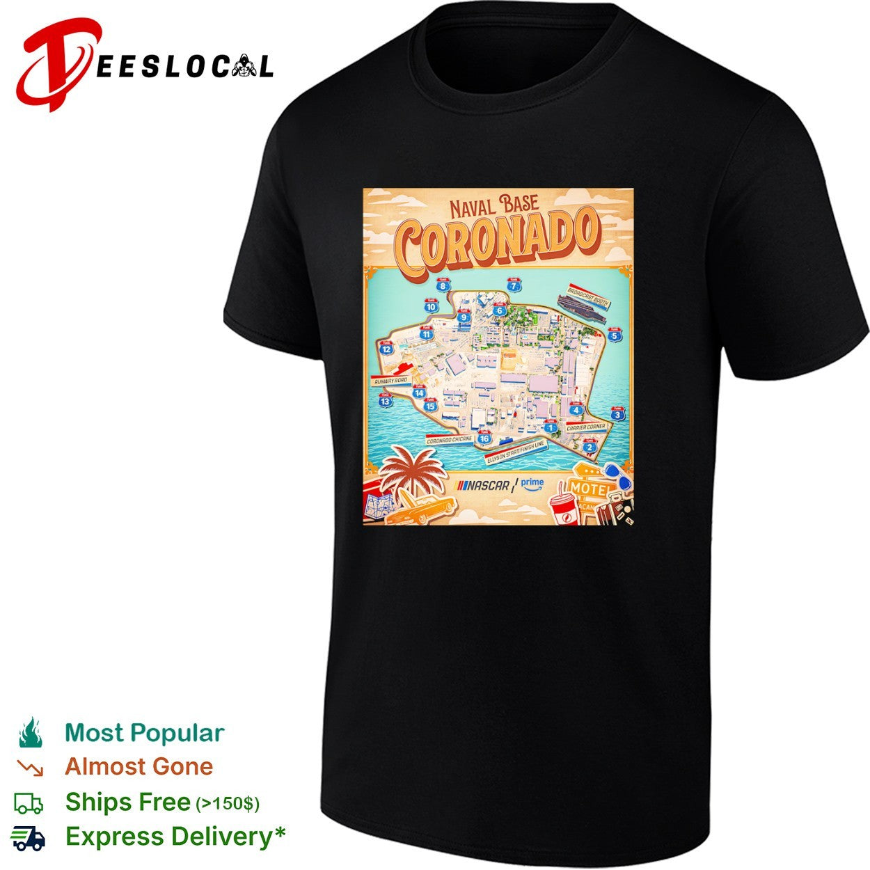 Naval Base Coronado NASCAR Prime Ellyson Start Finish Line Broadcast Booth shirt