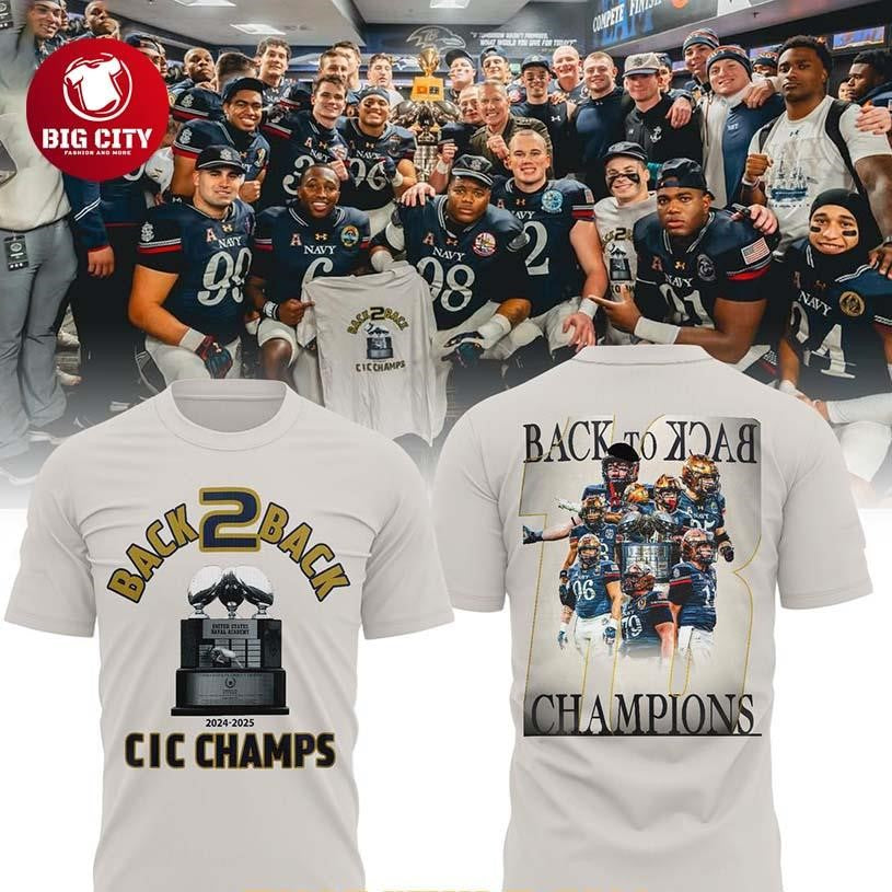 Navy Midshipmen CIC 2025 Trophy Army-Navy Game Champions Two Sided Shirt