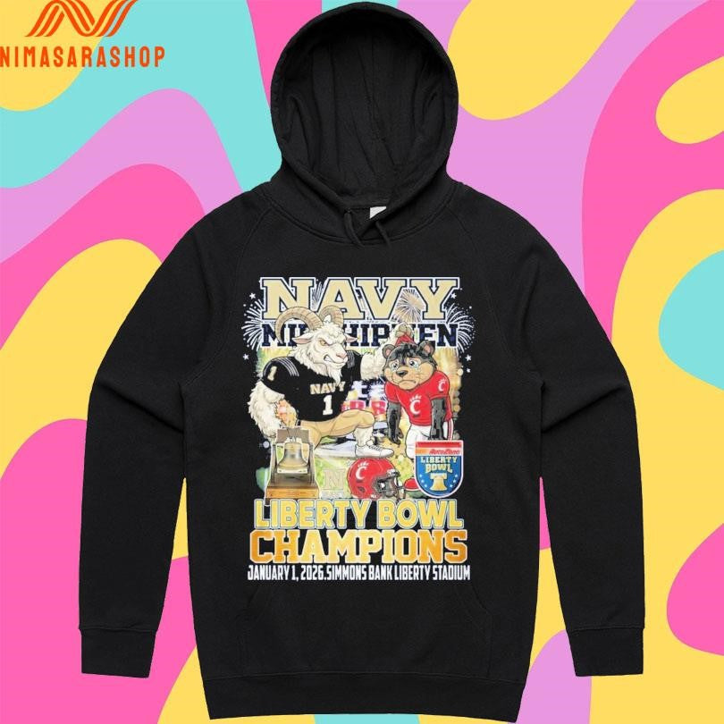 Navy Midshipmen Liberty Bowl Champions January 1 2026 Simmons Bank Liberty Stadium Shirts
