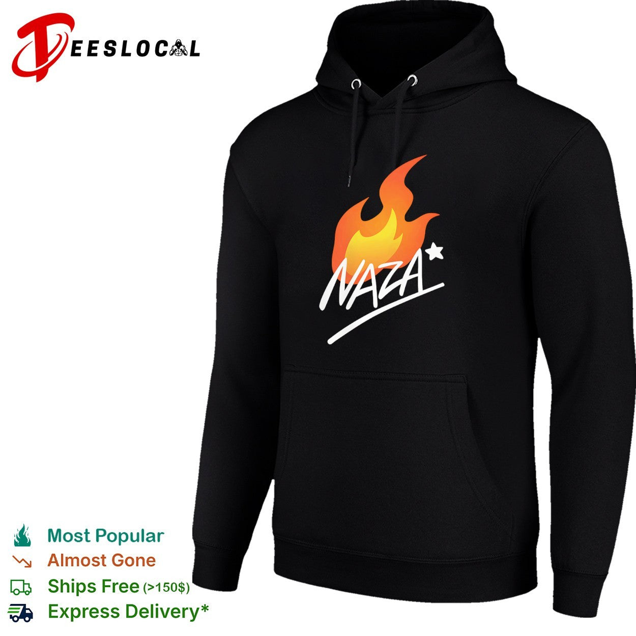 Naza flame graphic logo with star accent shirt