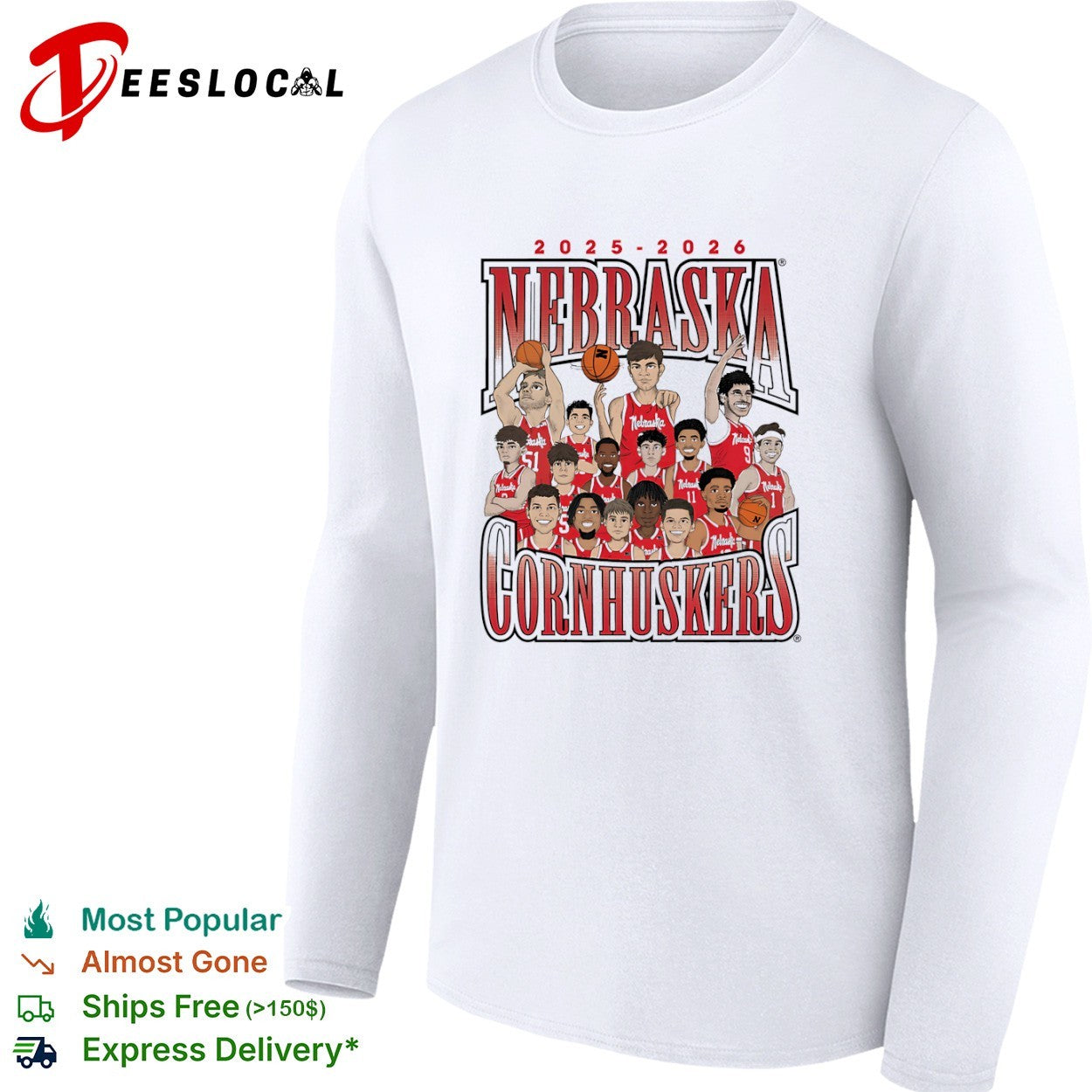 Nebraska Cornhuskers 2025 2026 Roster Caricature Players NCAA Basketball Team shirt