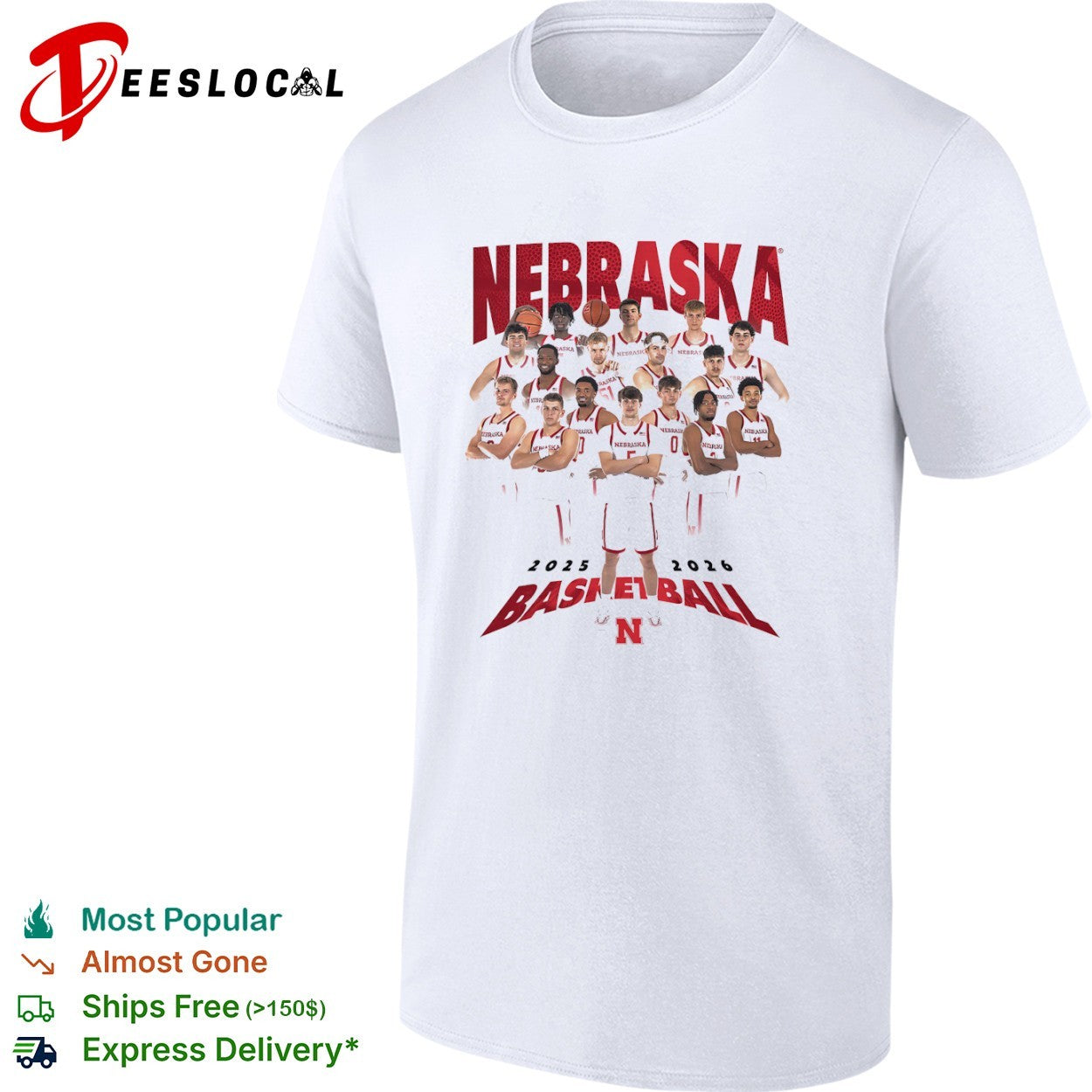 Nebraska Huskers 2025 2026 Basketball Team Shirt