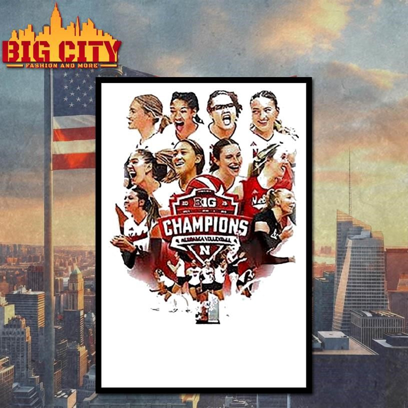 Nebraska Huskers Volleyball Big10 Champions 2025 Team Graphic Shirt