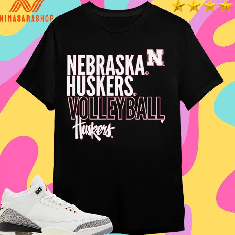 Nebraska Huskers Volleyball Huskers Text Logo Overlay Shirts