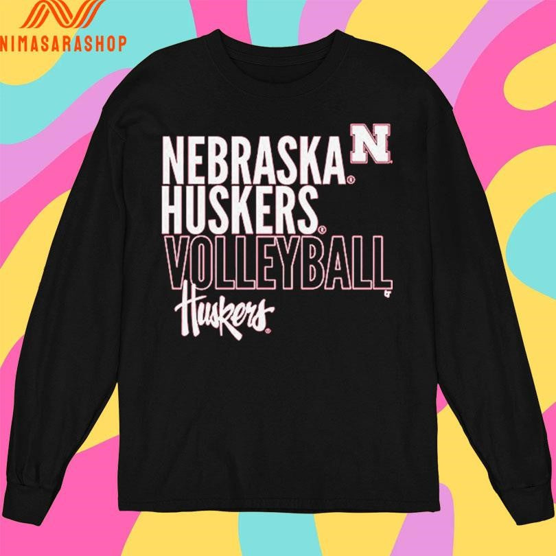 Nebraska Huskers Volleyball Huskers Text Logo Overlay Shirts