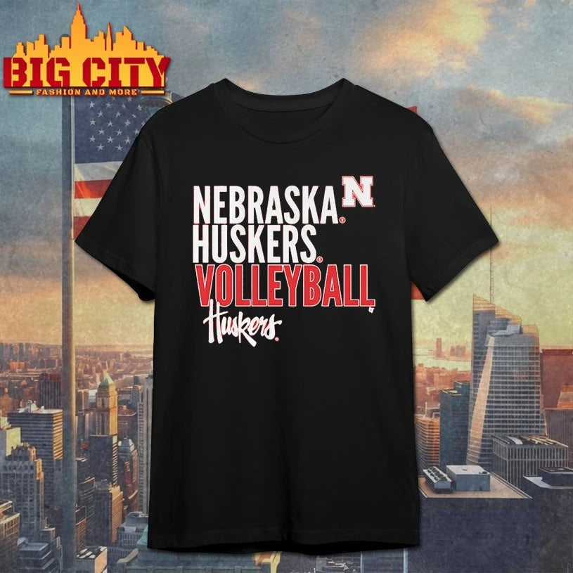 Nebraska Huskers Volleyball Text Logo Overlay shirt