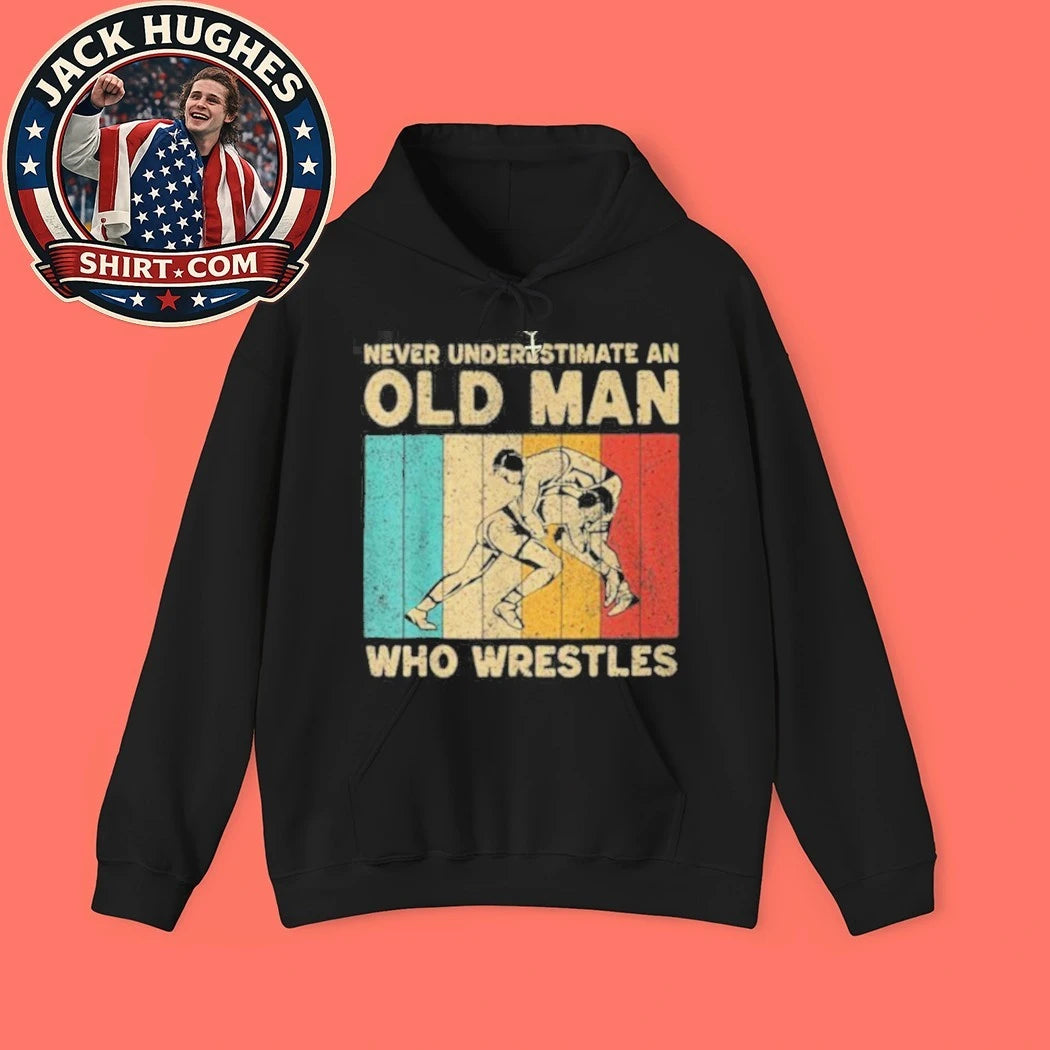 Never Underestimate An Old Man Who Wrestles Retro Wrestling Father Day Gift Shirt