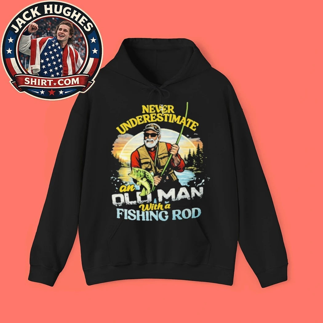 Never Underestimate An Old Man With A Fishing Rod Father Day Gift Shirt