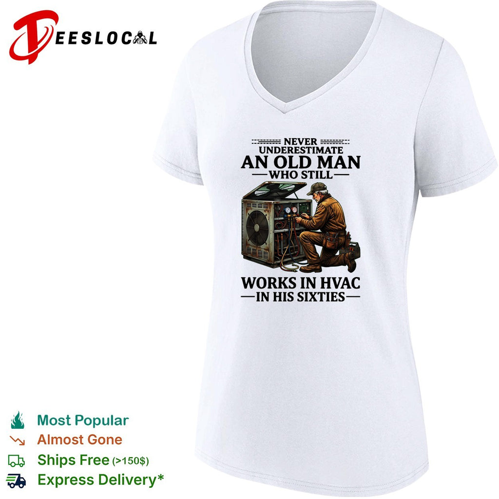 Never underestimate an old man who still works in HVAC in his sixties vintage illustration shirt