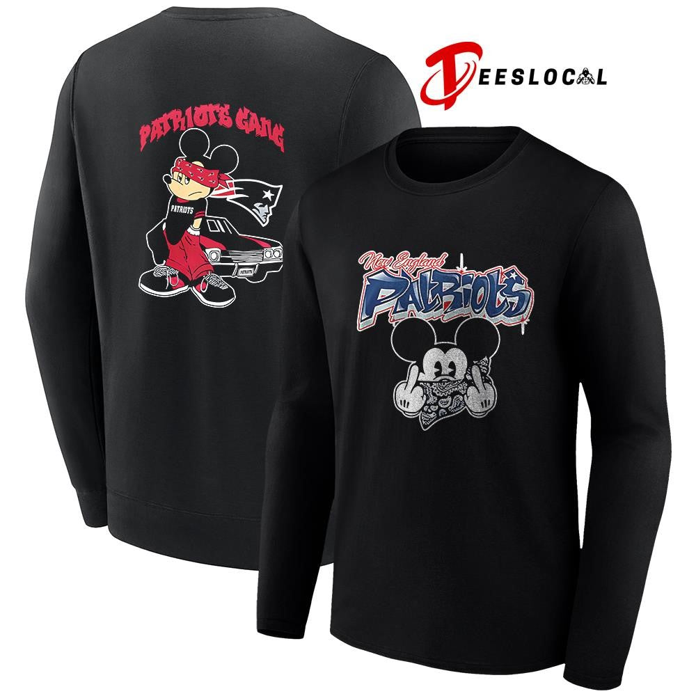 New England Patriots x Gangsta Mickey Mouse middle finger shirt