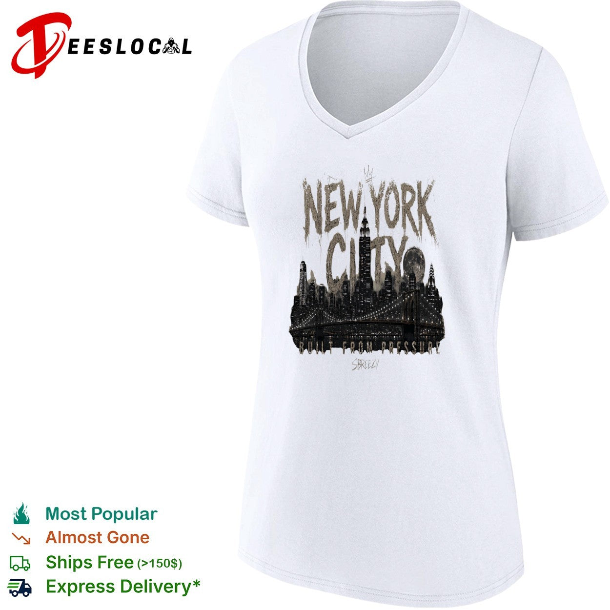 New York City Built From Pressure Sbreezy Skyline Manhattan Empire State shirt