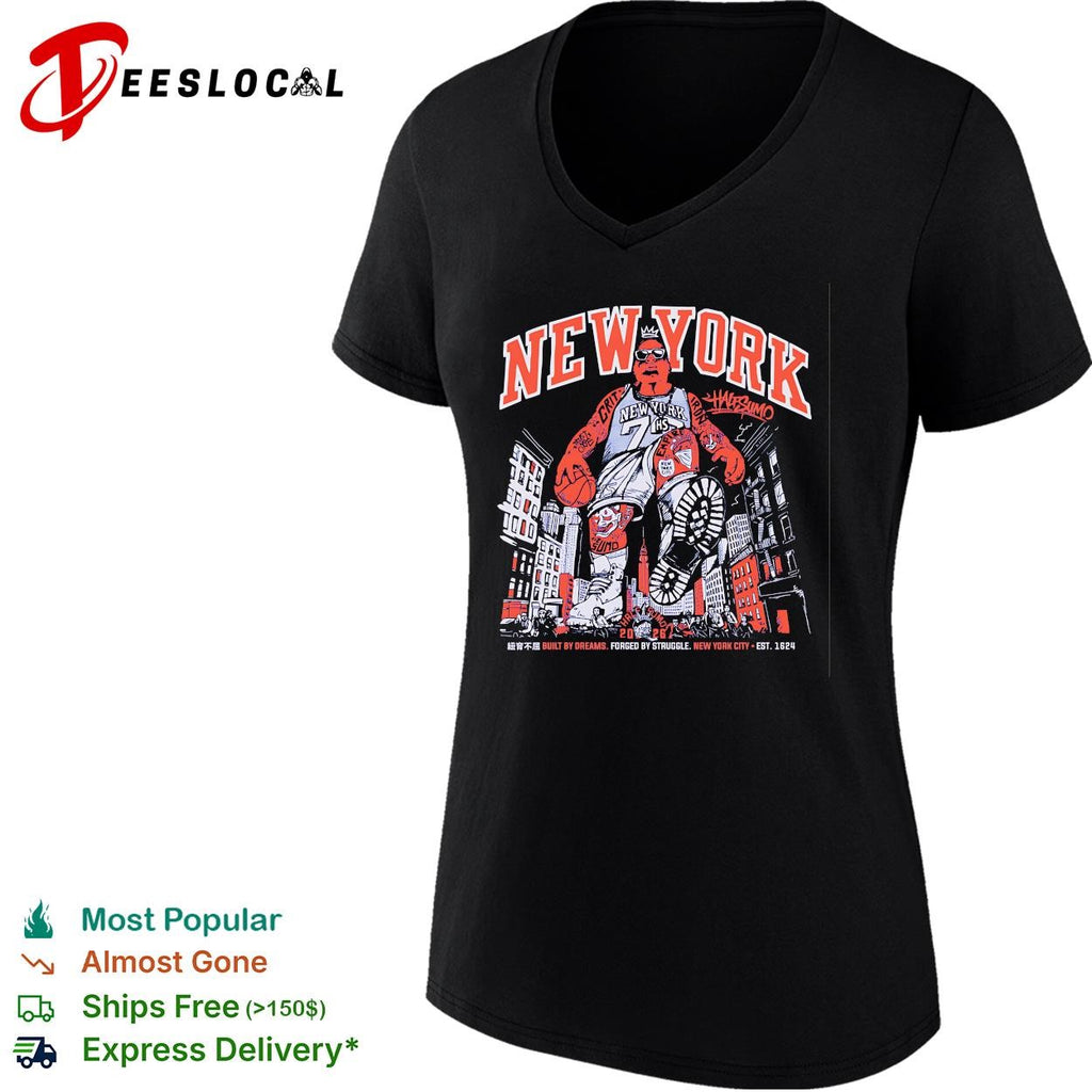 New York City building mascot flexing built by dreams forged by struggle shirt