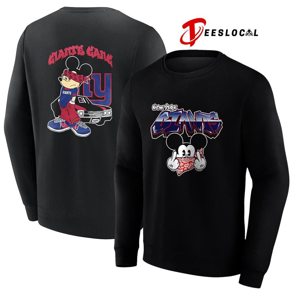 New York Giants x Gangsta Mickey Mouse middle finger shirt