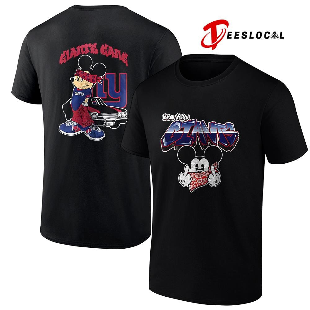 New York Giants x Gangsta Mickey Mouse middle finger shirt