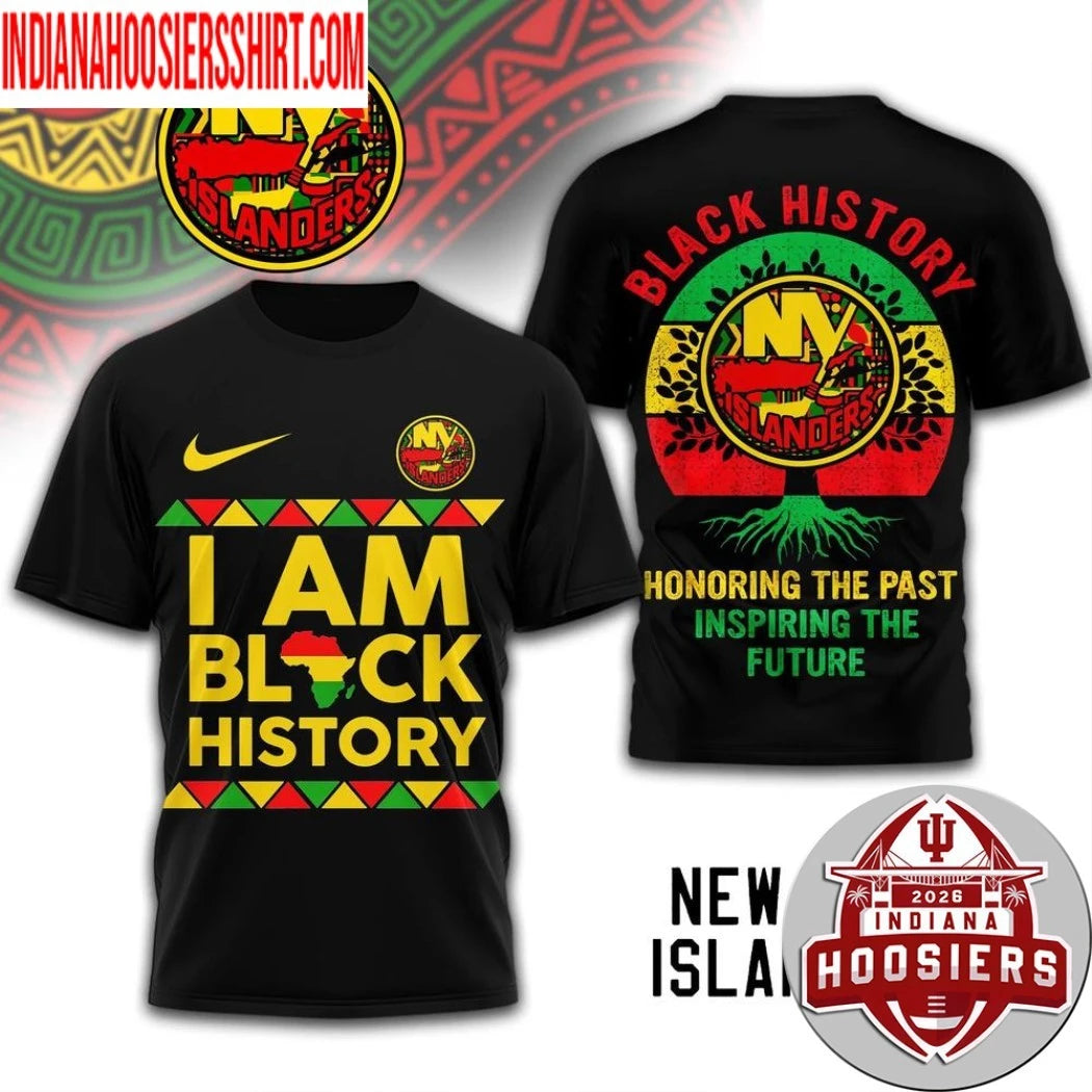 New York Islanders 2026 NHL Black History Map And Logo Two Sided Shirt