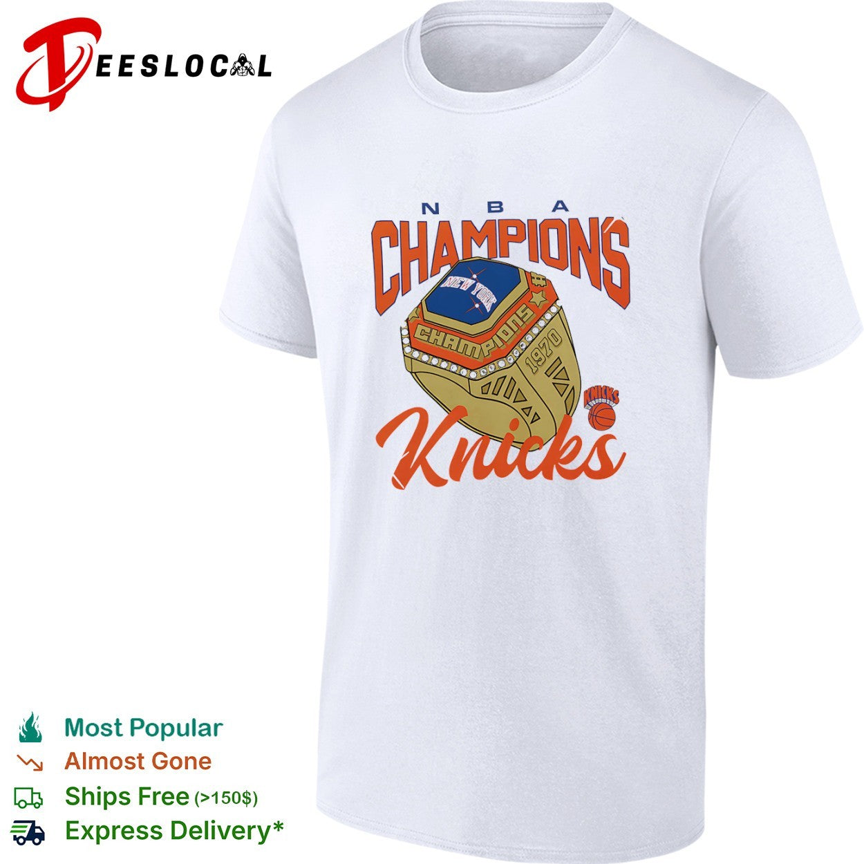 New York Knicks 1970 NBA Champions Ring Logo Print Basketball League Team shirt