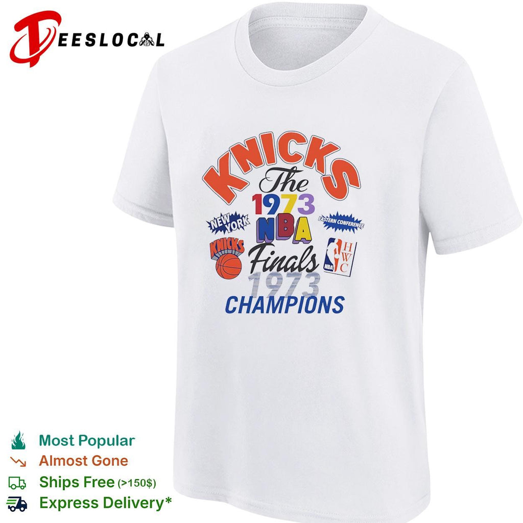 New York Knicks 1973 NBA finals champions multi badge collage shirt