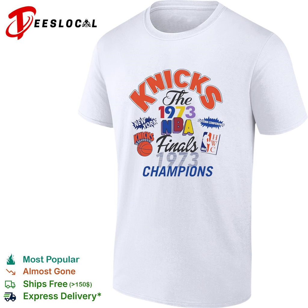 New York Knicks 1973 NBA finals champions multi badge collage shirt