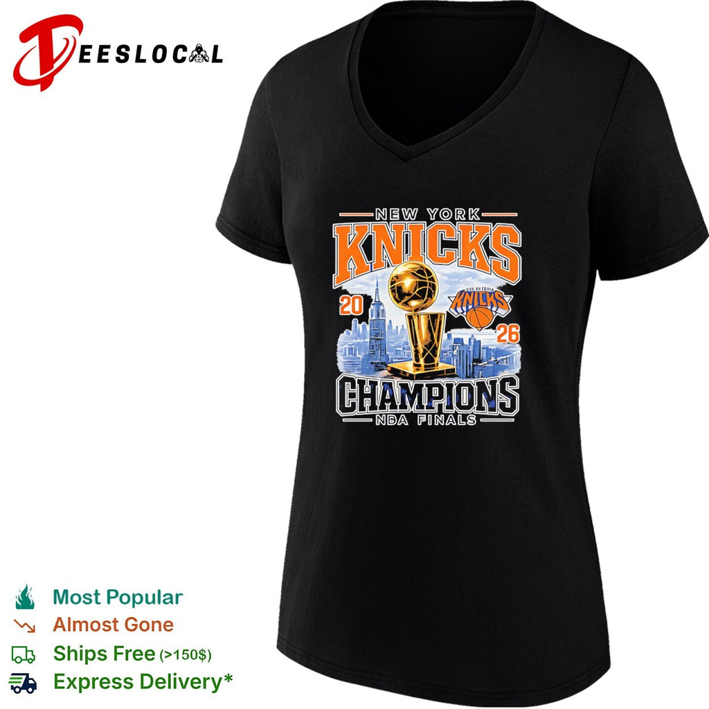 New York Knicks 2026 Champions NBA Finals Basketball Trophy Skyline Logo shirt