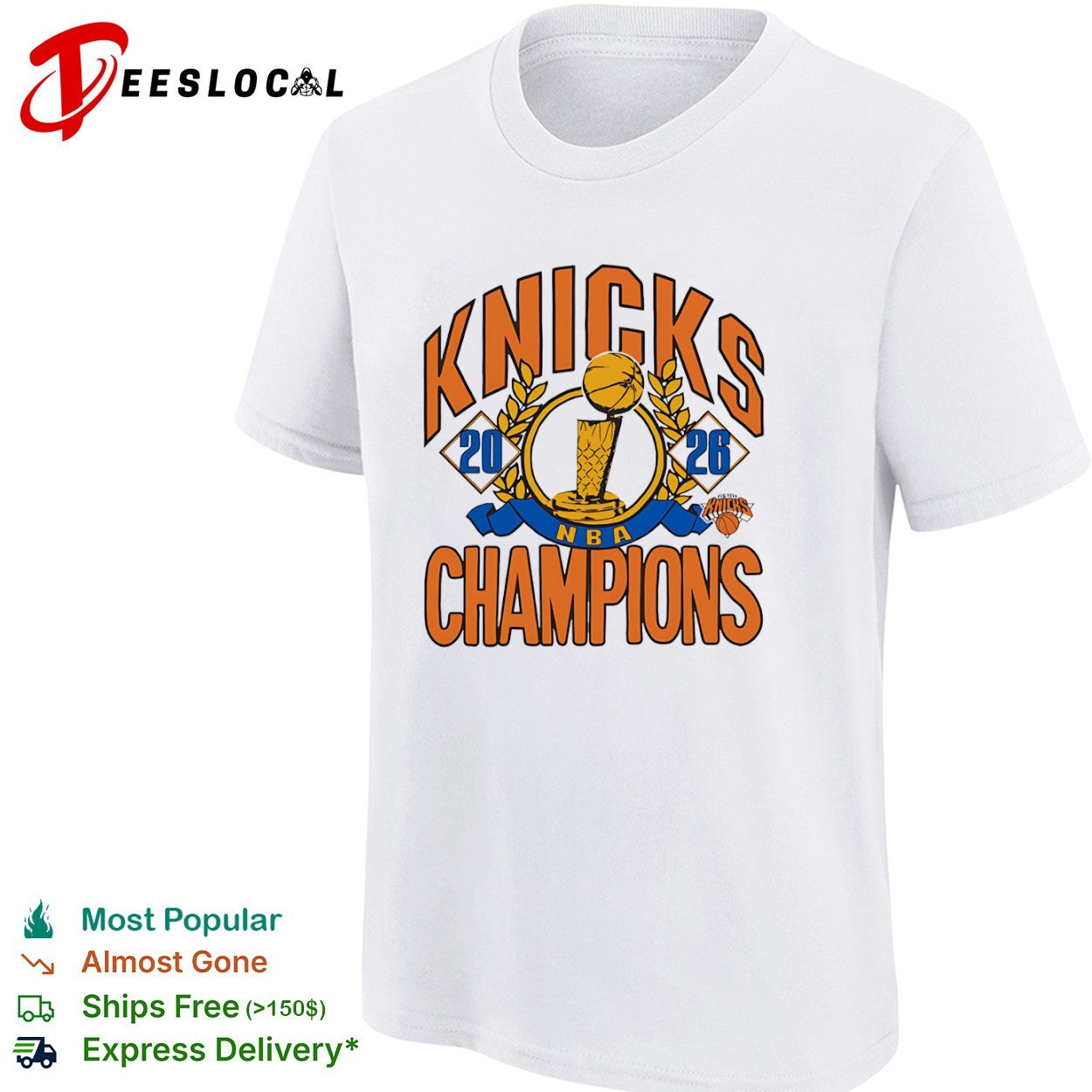 New York Knicks 2026 NBA Champions trophy basketball shirt