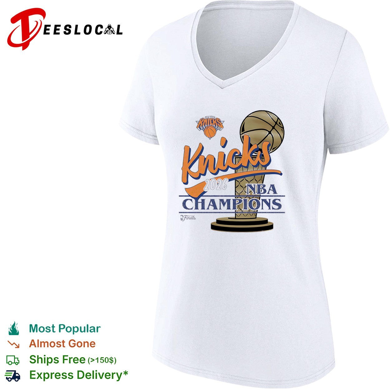 New York Knicks 2026 NBA Champions trophy celebration shirt