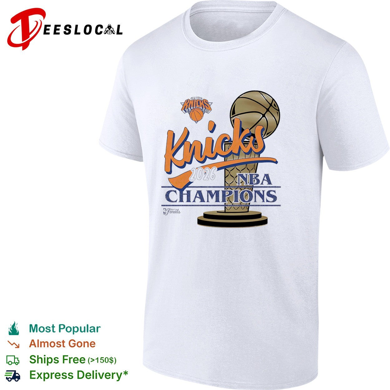 New York Knicks 2026 NBA Champions trophy celebration shirt