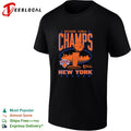 New York Knicks 2026 NBA Champs trophy basketball hoop NYC skyline fan art shirt