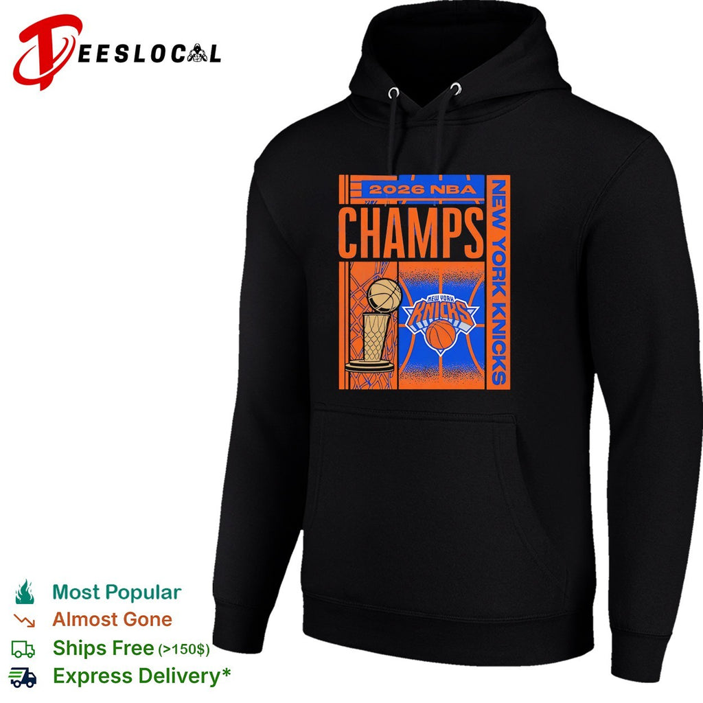 New York Knicks 2026 NBA Champs trophy skyline vertical bold art shirt
