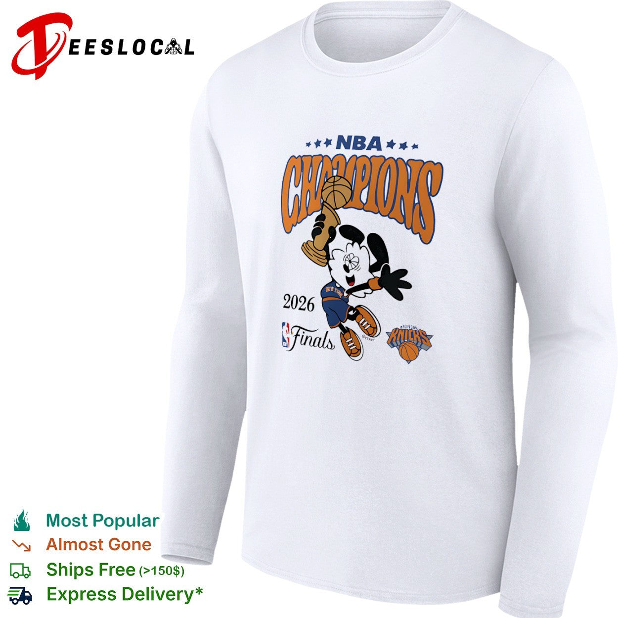 New York Knicks 2026 NBA Finals Champions Mascot Cartoon Trophy shirt