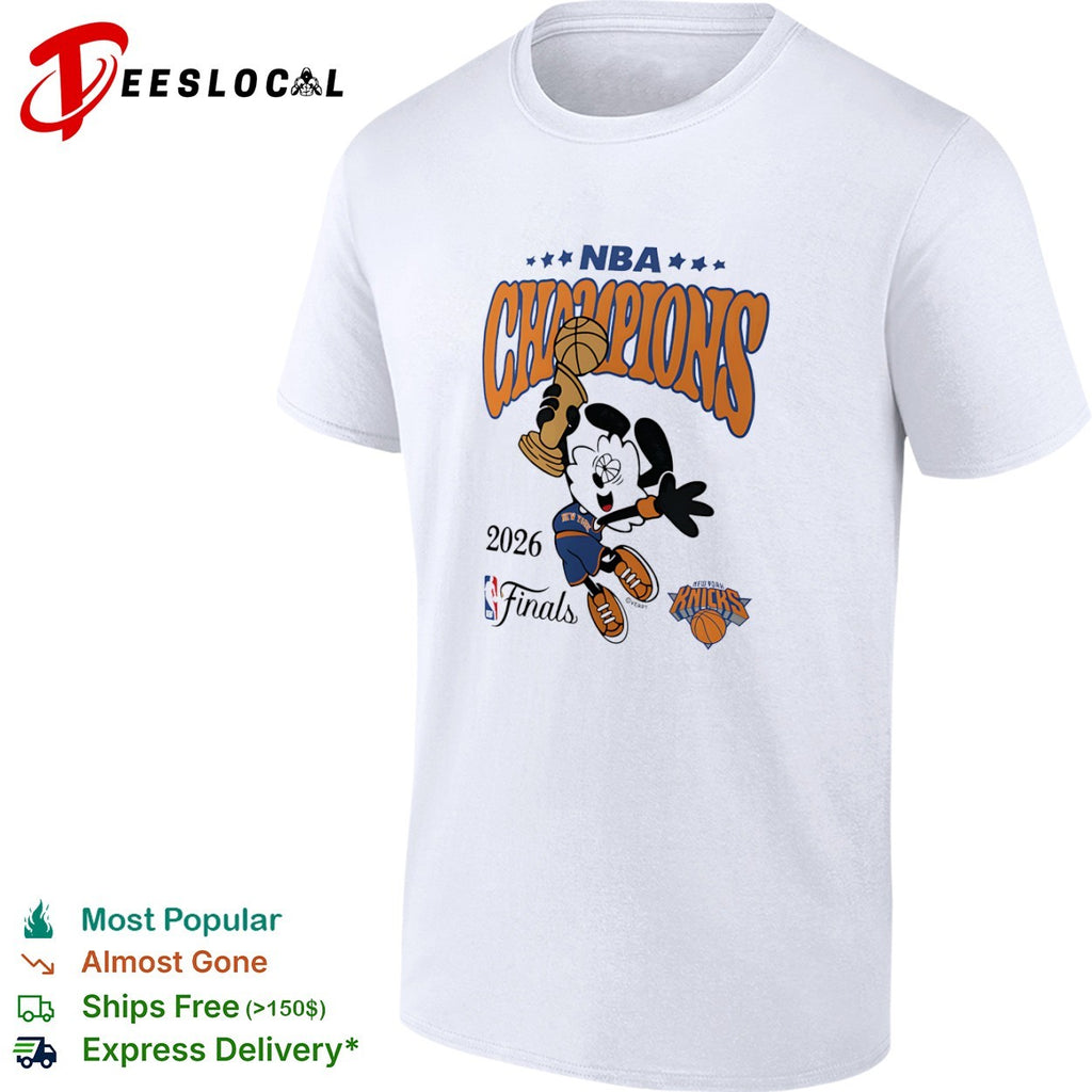 New York Knicks 2026 NBA Finals Champions Mascot Cartoon Trophy shirt