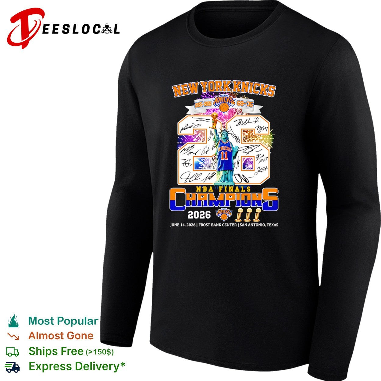 New York Knicks 2026 NBA Finals Champions legends signature shirt