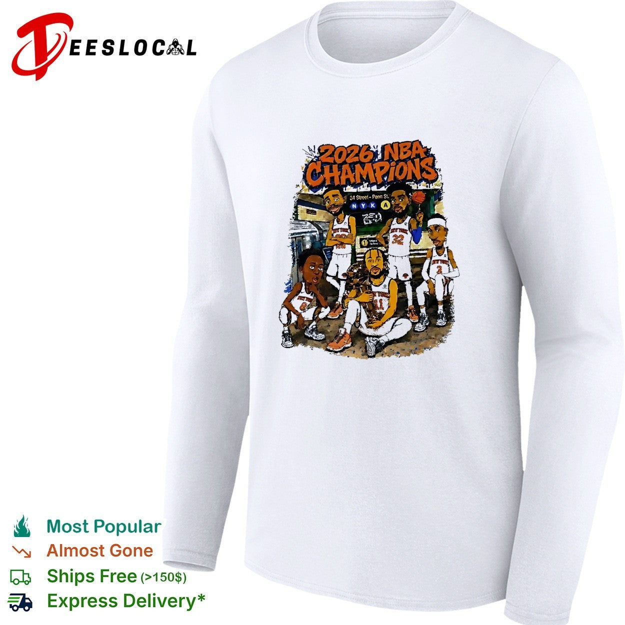 New York Knicks 2026 NBA champions cartoon team shirt