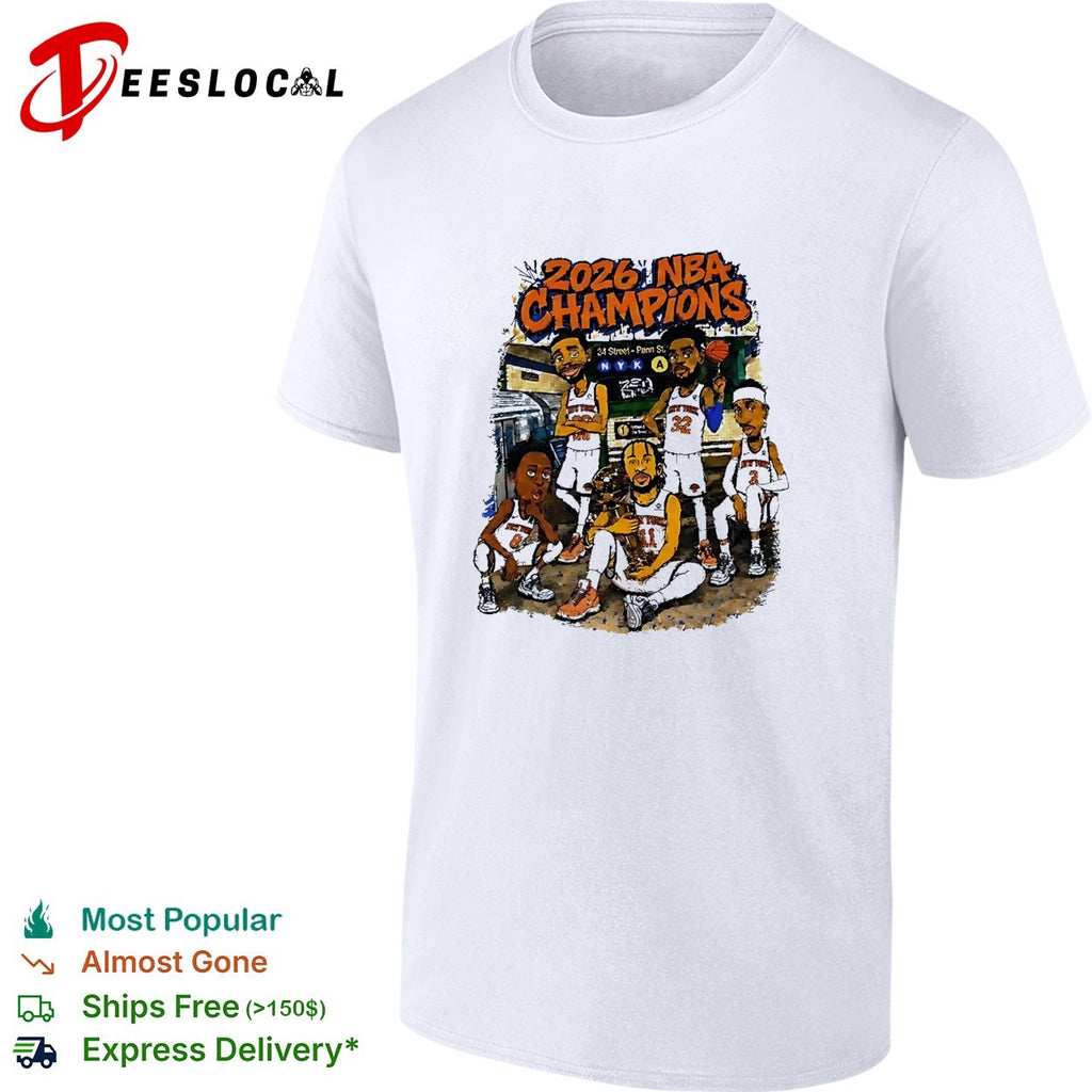 New York Knicks 2026 NBA champions cartoon team shirt