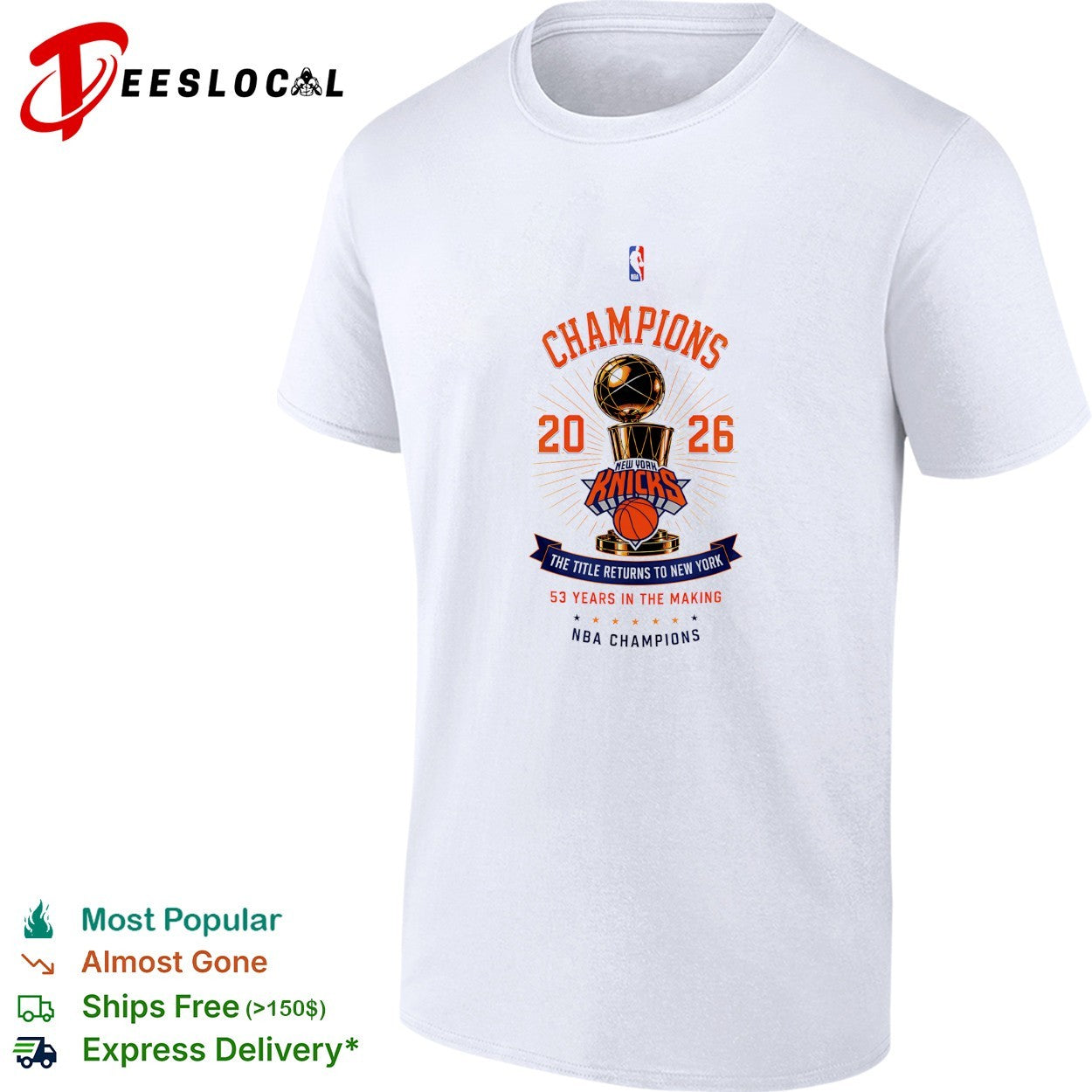 New York Knicks 2026 NBA champions trophy the title returns to New York 53 years in the making shirt
