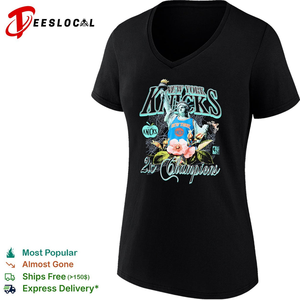 New York Knicks 2x Champions Statue of Liberty Apple Flower NBA shirt