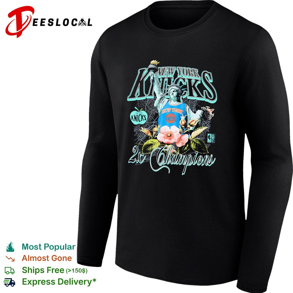New York Knicks 2x Champions Statue of Liberty Apple Flower NBA shirt