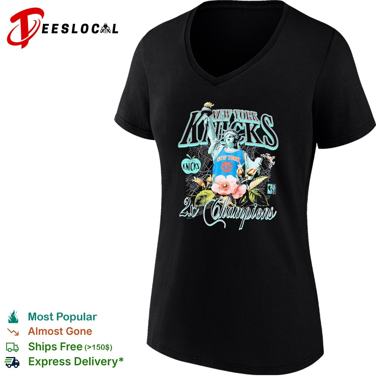 New York Knicks 2x Champions Statue of Liberty Floral Logo NBA shirt
