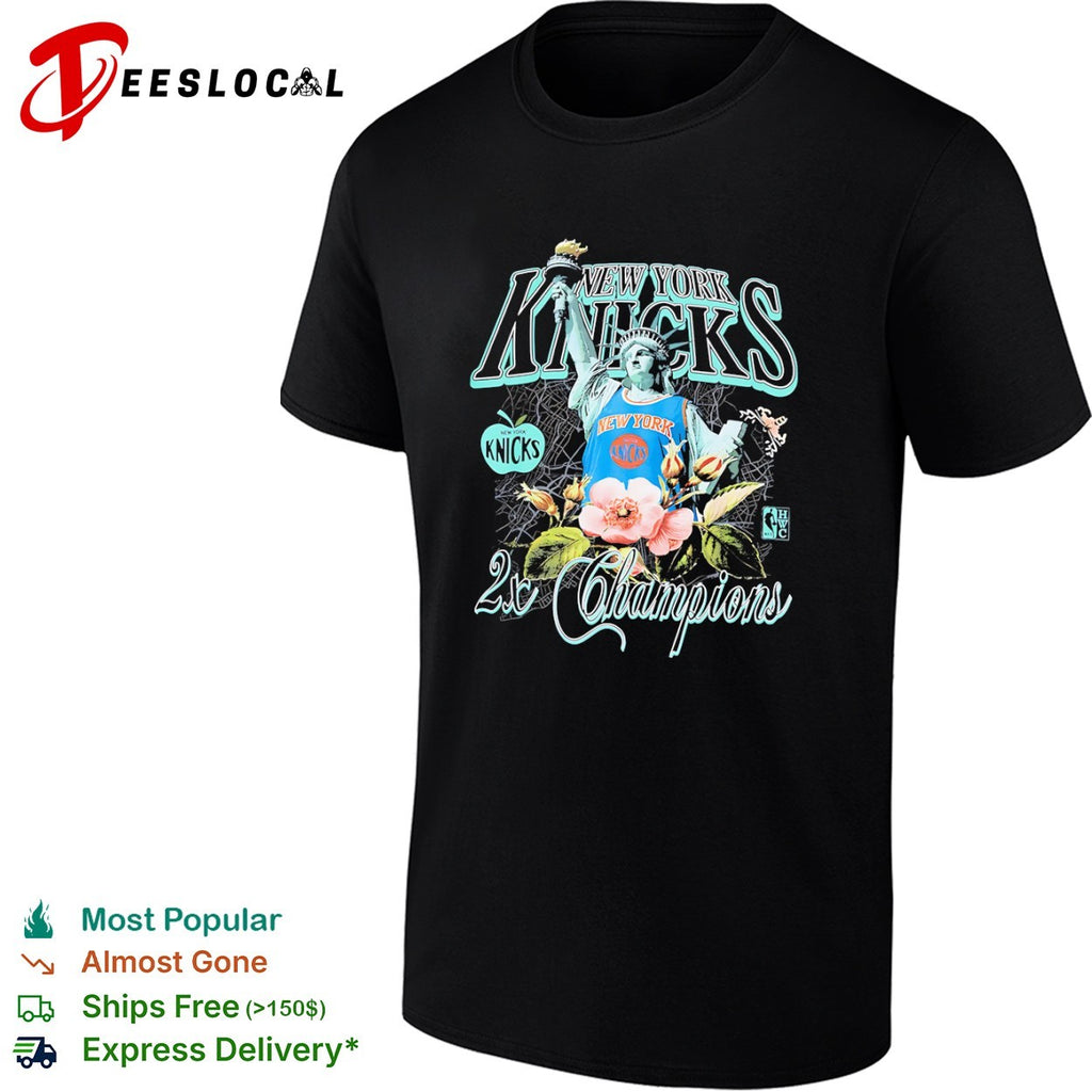 New York Knicks 2x Champions Statue of Liberty Floral Logo NBA shirt