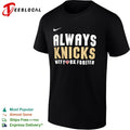 New York Knicks Always Knicks New York Forever bold two-tone text shirt