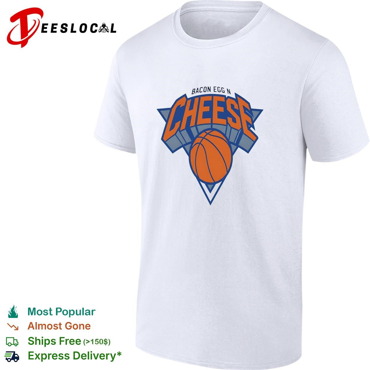 New York Knicks Bacon egg n cheese logo parody humor shirt