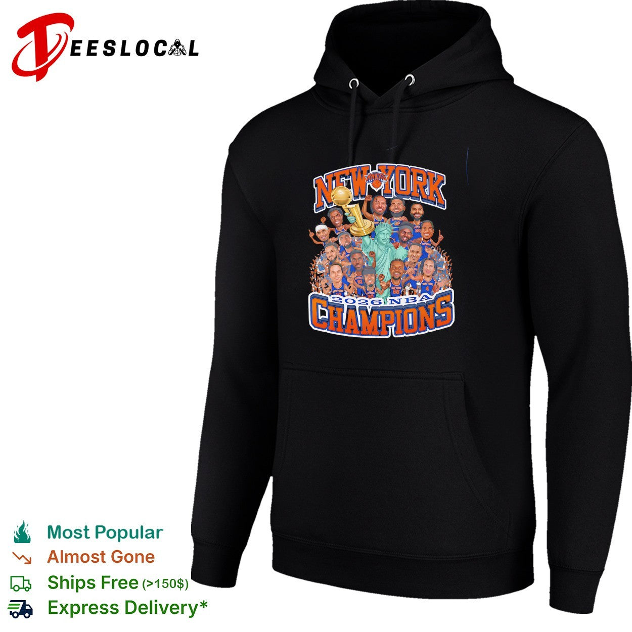 New York Knicks Champions team photo collage statue of liberty trophy shirt