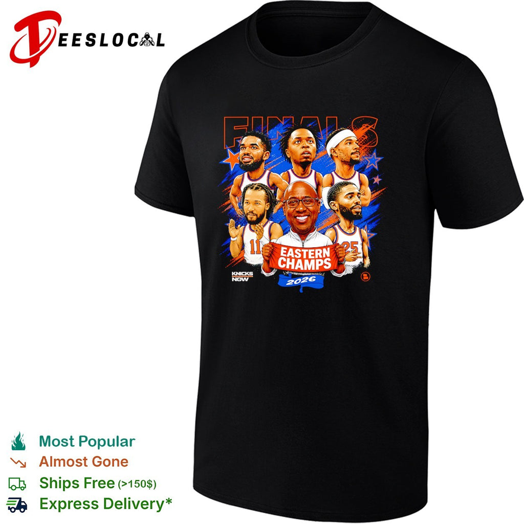 New York Knicks Eastern Conference Champs 2026 Finals players victory photo shirt