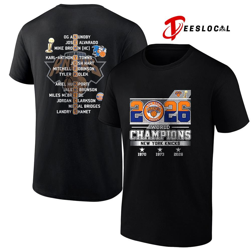 New York Knicks Finals champions graphic name roster shirt