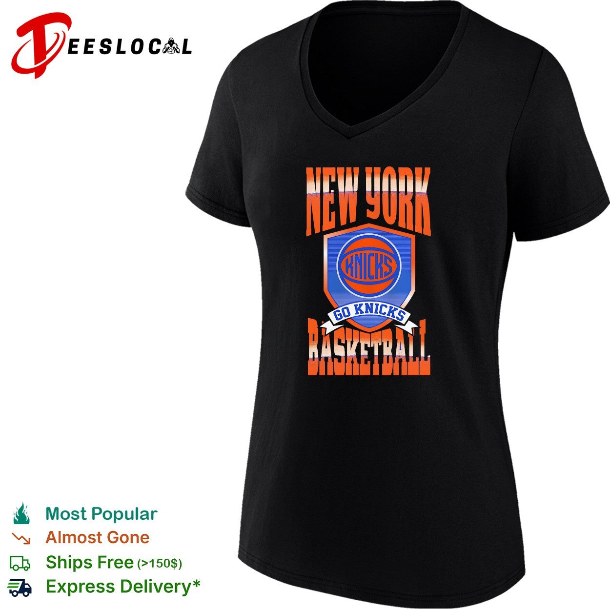 New York Knicks Go Knicks basketball shield badge bold art shirt
