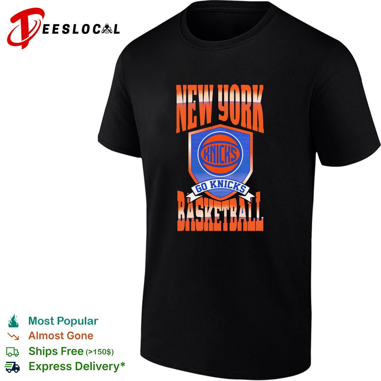 New York Knicks Go Knicks basketball shield badge bold art shirt