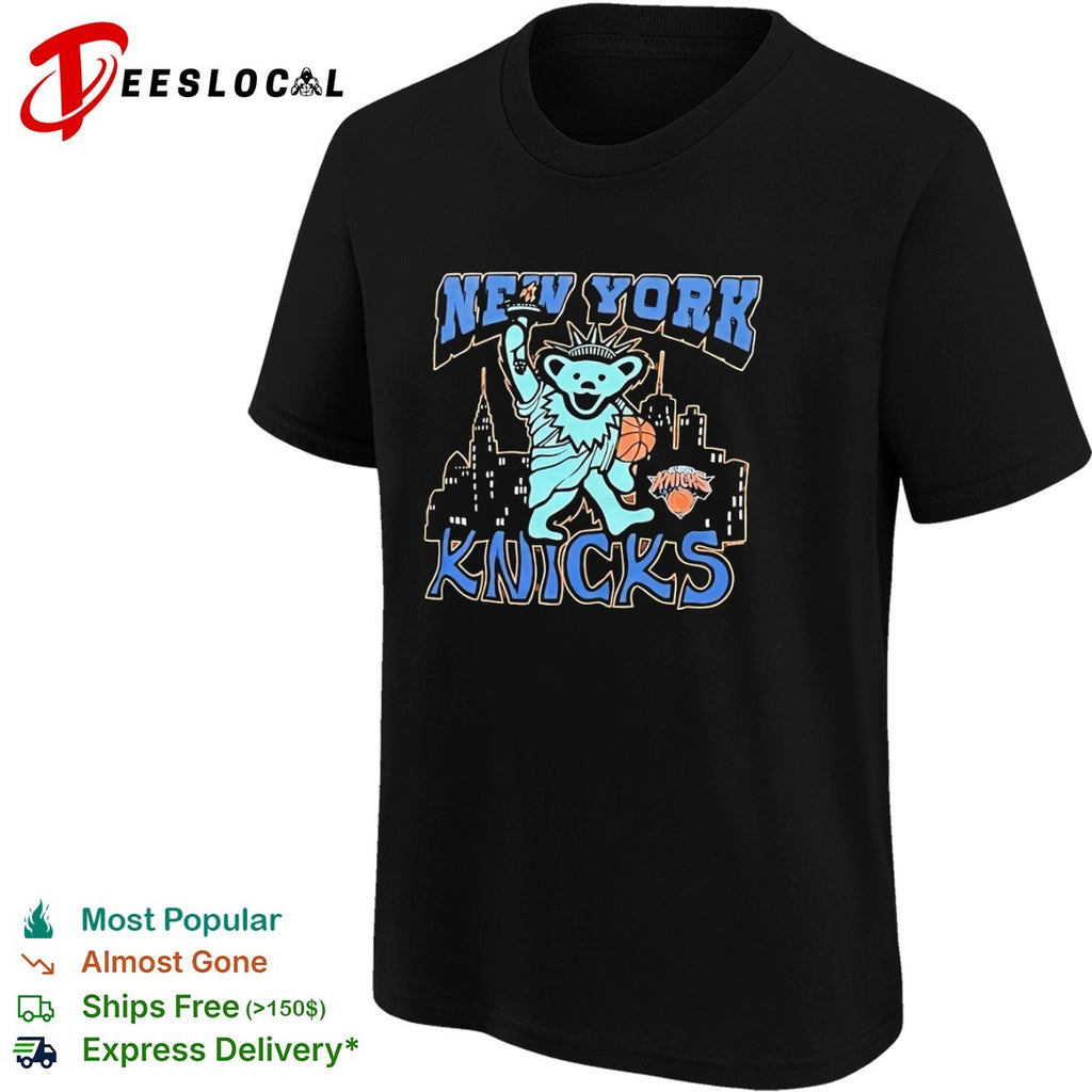 New York Knicks Grateful Dead Dancing Bear Statue of Liberty shirt